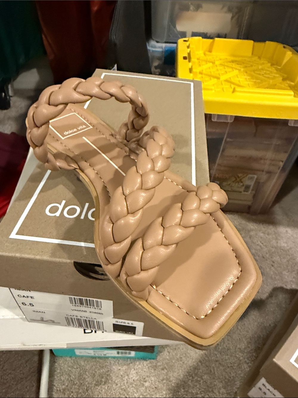 Dolce Vita Braided Double-Strap Slide Sandal in Tan